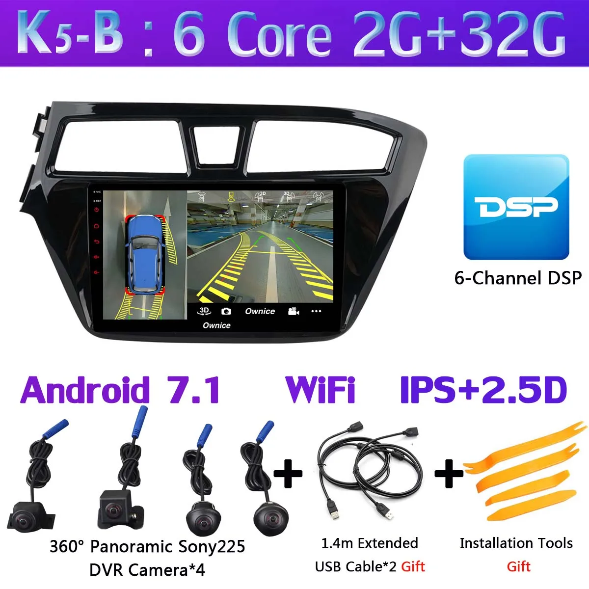 360 ° панорамный 4G SIM wifi Android 9,0 8 ядерный 4G+ 64G gps Навигатор Радио CarPlay SPDIF DSP Автомобильный плеер для hyundai I20 - Цвет: K5-B