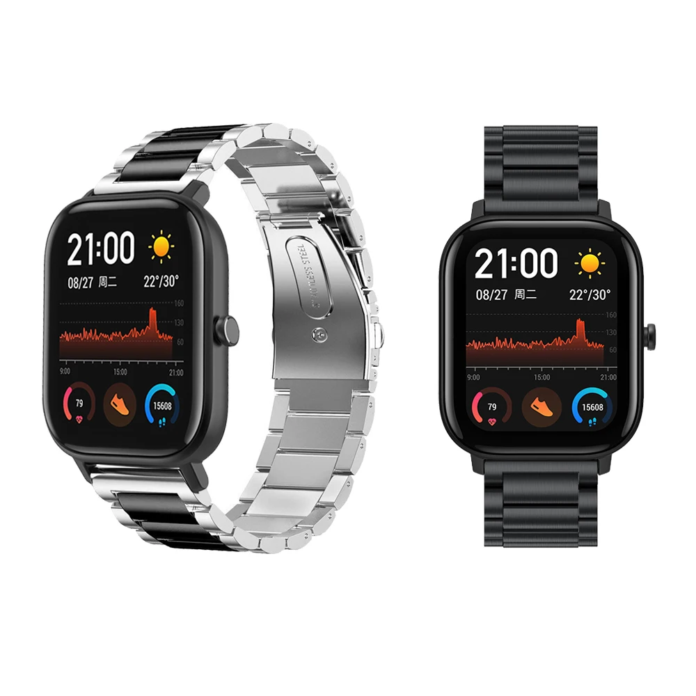 4в1/упаковка для Amazfit GTS ремешок с защитный чехол для экрана металлический браслет из нержавеющей стали для Huami Amazfit gts Smart Watch Band