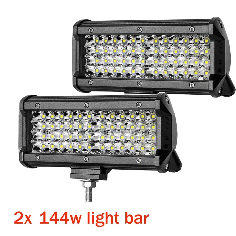 7 Inch 120W Combo Led Light Bars Spot Flood Beam for Work Driving Offroad Boat Car Tractor Truck 4x4 SUV ATV 12V 24V - Цвет: 2 x 144w
