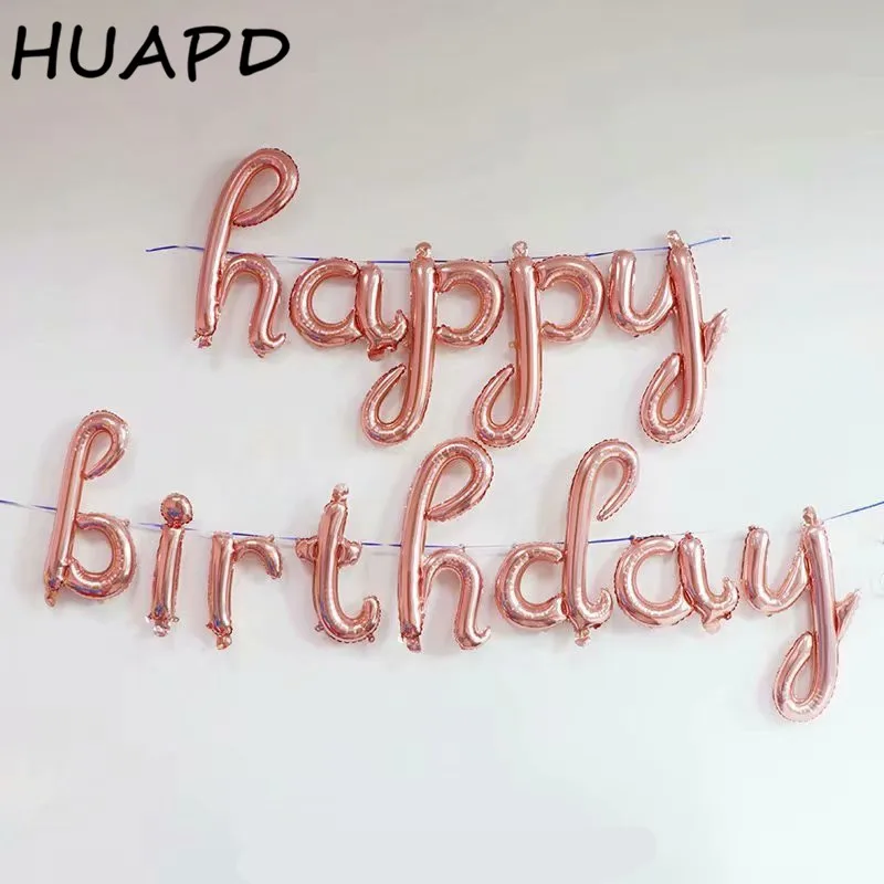 13pcs/lot 18inch Rose Gold Happy Birthday letter Foil balloons Adult Baby Birthday Party Decor Supplies Alphabet Air Banner - Цвет: rose  gold