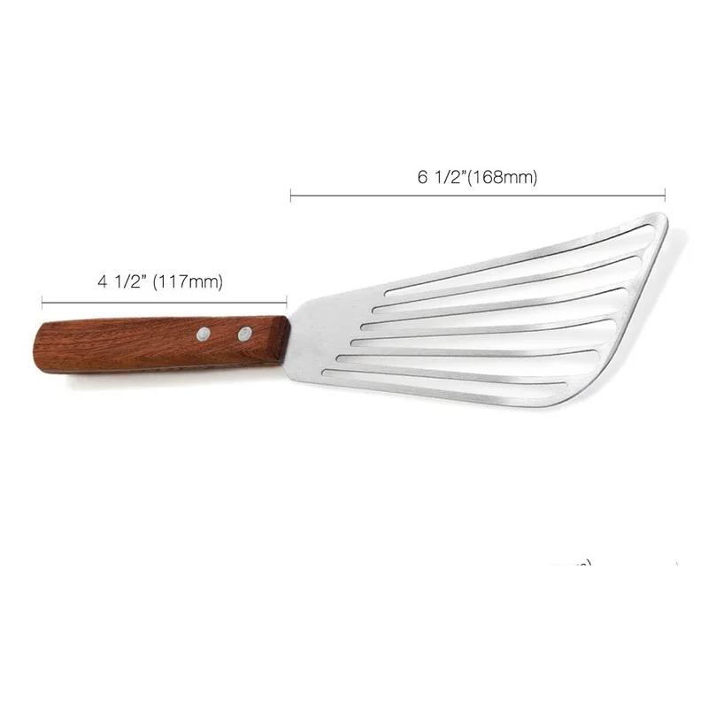 Лопаточка для рыбы, металлический кухонный нож из нержавеющей стали, инструмент для приготовления пищи, посуда для рыбы, тюнер с деревянной ручкой
