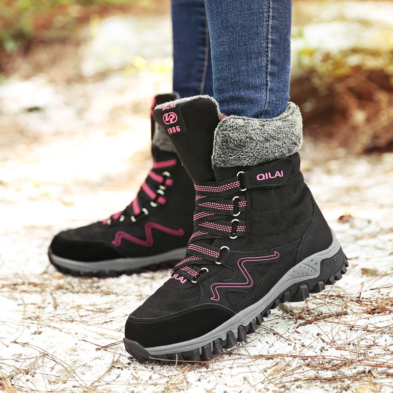 

Weweya New Arrival Fashion Suede Leather Women Snow Boots Winter Warm Plush Women's boots Waterproof Ankle Boots Flat shoes 42
