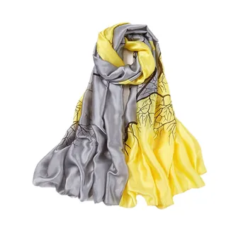 

Luxury Floral Print Soft Satin Scarves 180*90 CM Long Scarf Sunscreen Shawls And Wraps Muslim Women Big Hijab Beach Scarf Mujer