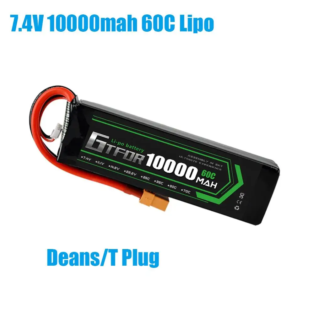 GTFDR батарея lipo 2S 7,4 V 10000mah 60C 120C HV 3S 11,4 V 5200mah 20C 40C для радиоуправляемого автомобиля дрона FPV Walkera QR X350 PRO квадрокоптера - Цвет: 1PCS10000mahDeans