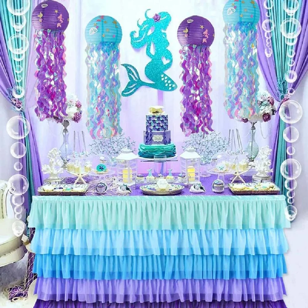 1Pc Mermaid Theme Party Decor Sparkle Hanging Jellyfish Lanterns