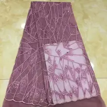 Оптовые цены африканские блестки кружева ткань французская сетчатая Вышивка Тюль кружевная ткань для нигерийская свадьба платье FFD929