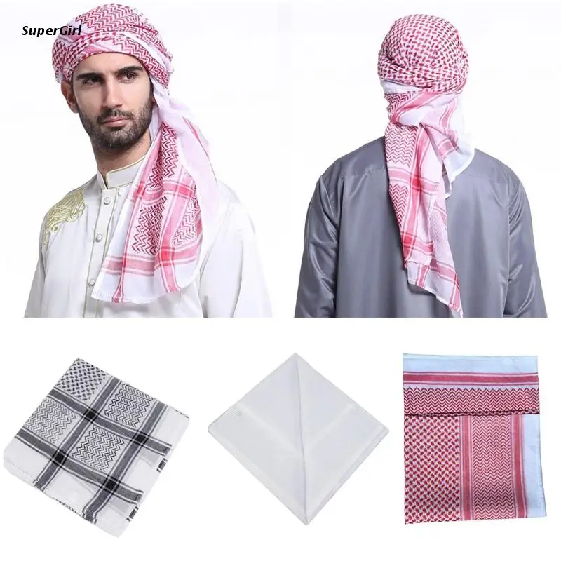 Men Arab Shemagh Headscarf Muslim Desert Keffiyeh Headwear, Black&White,  Black and White at  Men's Clothing store
