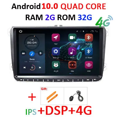 Android 10 автомобильное радио gps навигация для Volkswagen/VW/Skoda/Octavia/golf 5 6/touran/passat B6/jetta/polo/tiguan DSP ips 4G RDS - Цвет: 2G 32G IPS DSP 4G