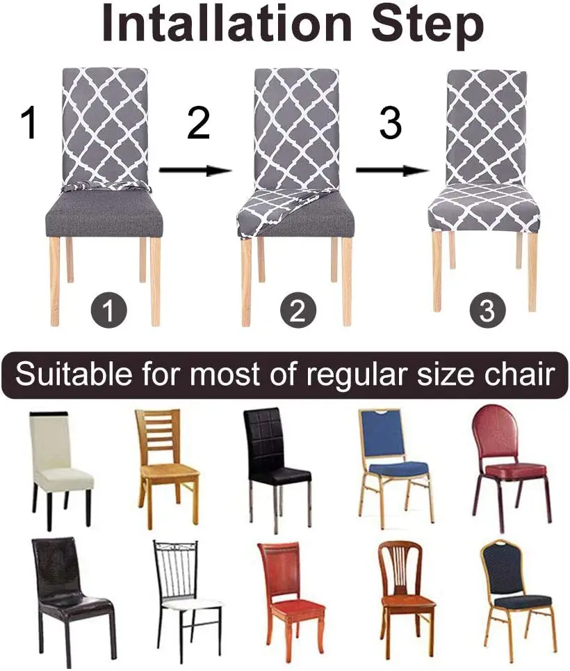 Geometry Spandex Chair Slipcover Printed Stretch Elastic Chair Cover For Dining Room Office Wedding Banquet Party