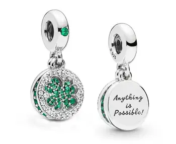

JrSr new 100% 925 Sterling Silver Beads Dazzling Clover Dangle Pendants Charms fit Pandora Bracelets Women DIY Jewelry gifts hot