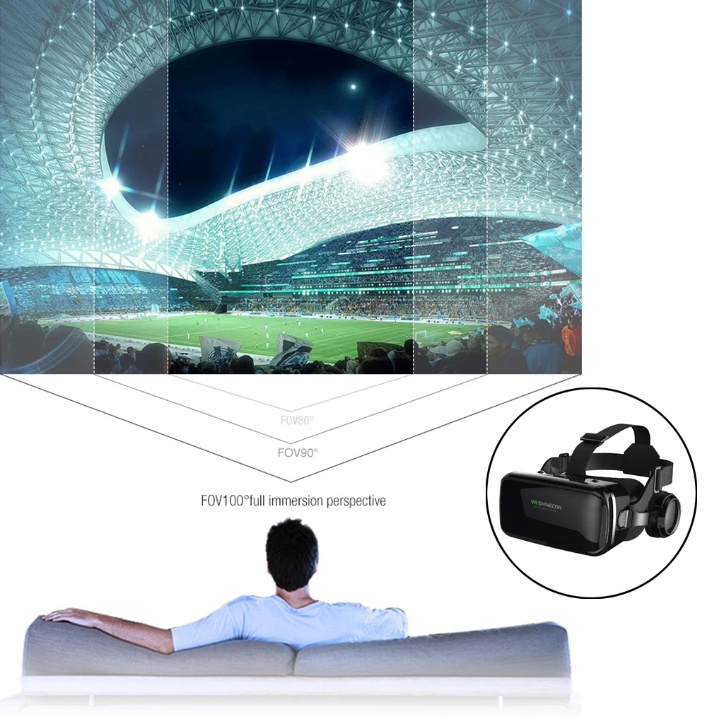 3D Glasses VR SHINECON 6.0 Virtual Reality Glasses Headset for Movies Video Game