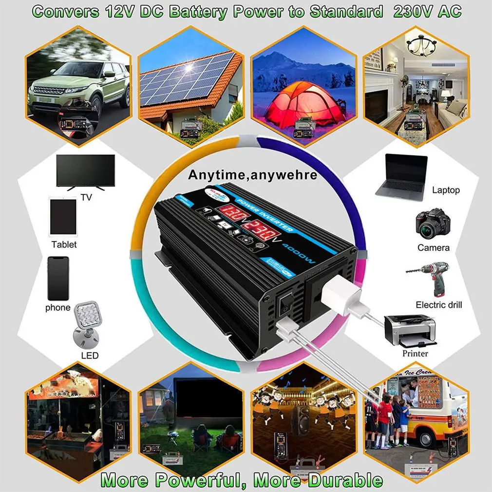 Inversor de Onda Conversor de Tensão + Display 300w12v do Carro de Digitas para 110v 12v a 220v Inversor Modificado Senoidal Lcd Cheap Inversores solares