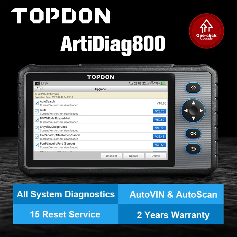 TOPDON Artidiag800 OBD2 Scanner Full System OBD Diagnostic Tool Automotive OIL IMMO TPMS Code Reader Diagnostic Scanner crp909