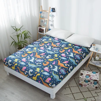 

Fitted Sheet Mattress Cover Dinosaur Printed Bedsheet Adult Children Bedding Linens Bed Sheets With Elastic Band King Queen Size