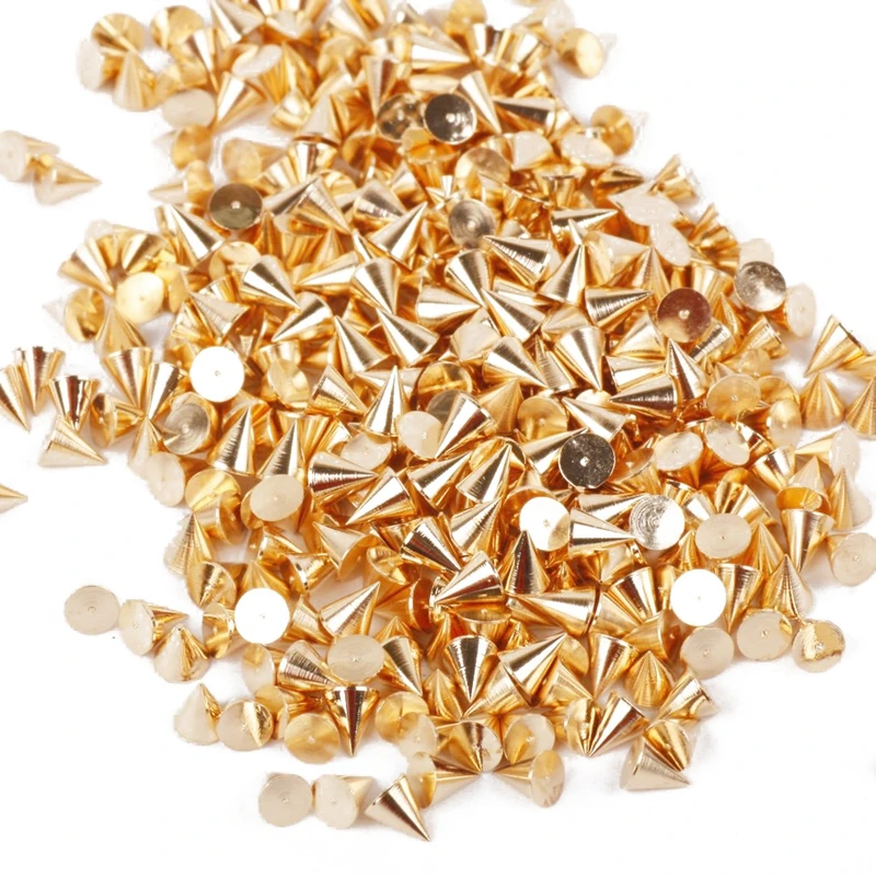 

Nail Art Decoration 100pcs 3*3mm Cone Metalic Golden Color Spike Studs Nail Art Tiny Stick