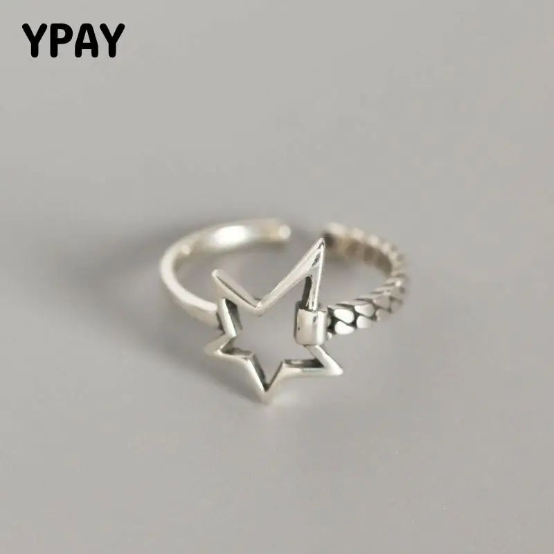 Женское кольцо с пятиконечной звездой YPAY Открытое из стерлингового серебра 100%