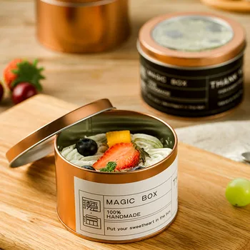 

350ML Metal Tin Ice Cream Boxes Cake Dessert Food Jar Gold Color Mousse Cake Baking Container Boxes