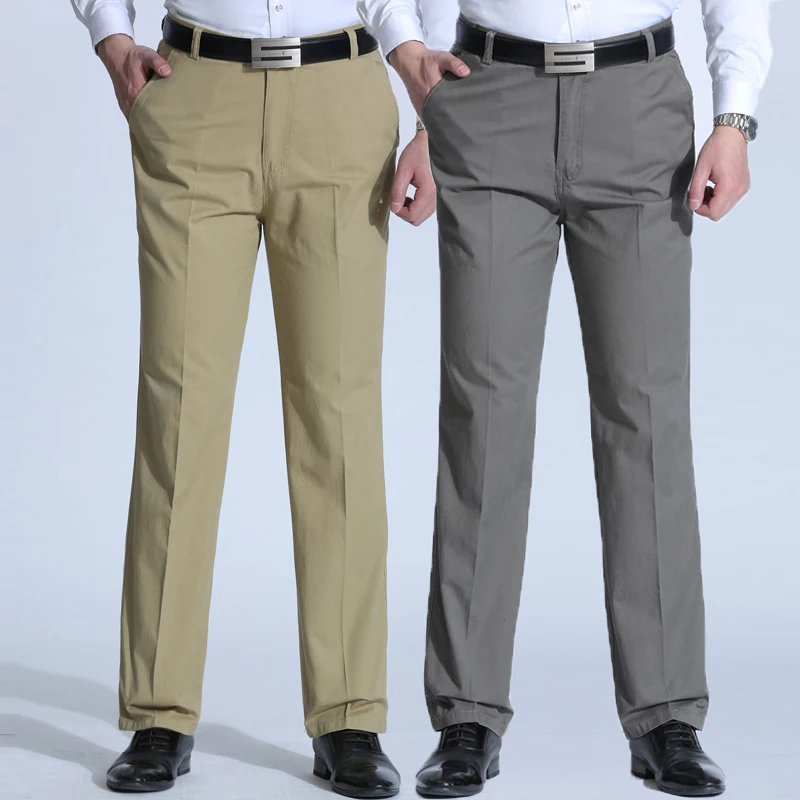 Casual Pants Spring and Summer Brand Men's Trousers Middle-aged Men Thin Solid Color Loose Pant High Waist