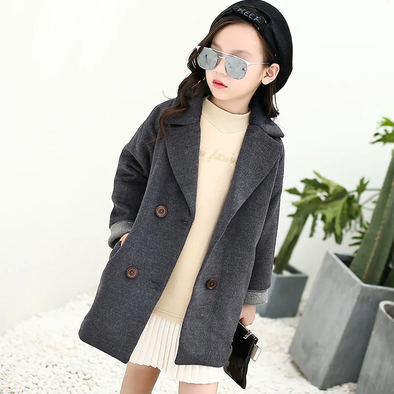 Autumn New Girls Wool Coat Kid Girl Jackets Winter Wool Coat For Girls Teens Children Outerwear Windbreaker 5-10 Years Old