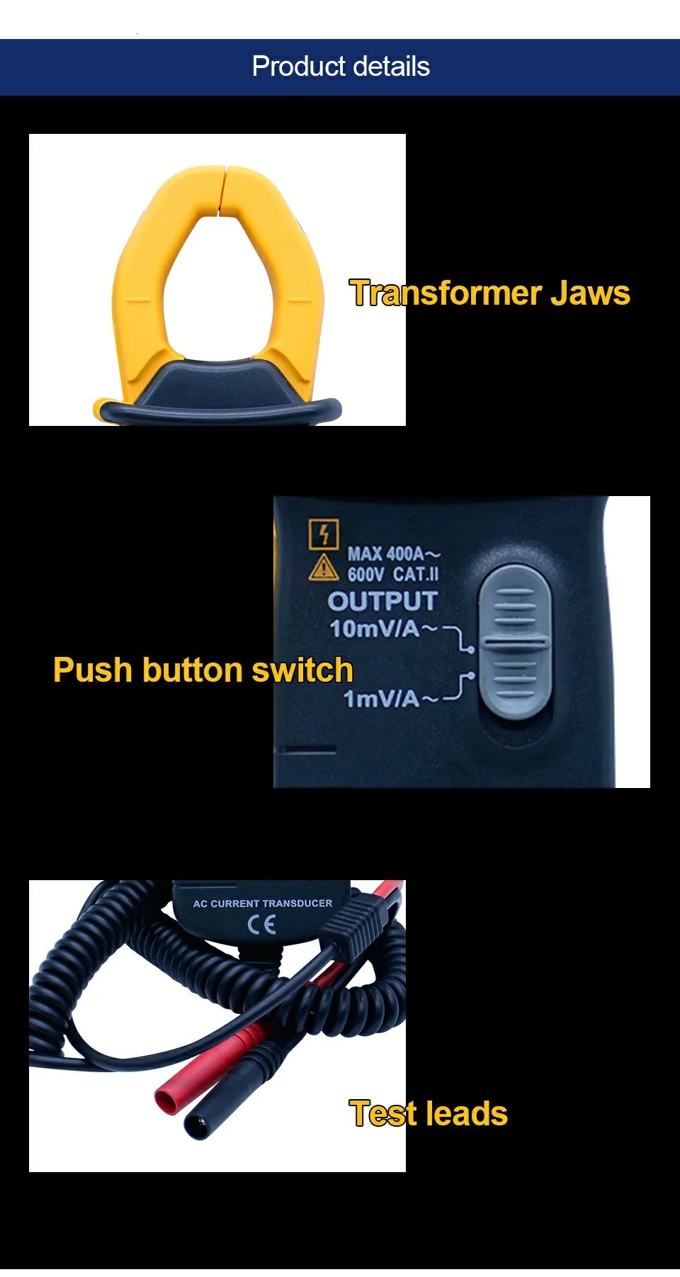 MASTECH Origin MS3302 токовые клещи переменного тока 0.1A-400A преобразователь True RMS