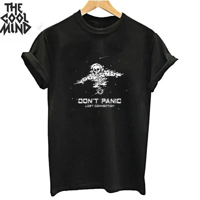 MO0157ZCM-BLK COOLMIND хлопок короткий рукав Забавный космический Принт женская футболка Повседневная Свободная Женская футболка Летняя крутая футболка женская футболка - Цвет: MO0157ZCM-BLK