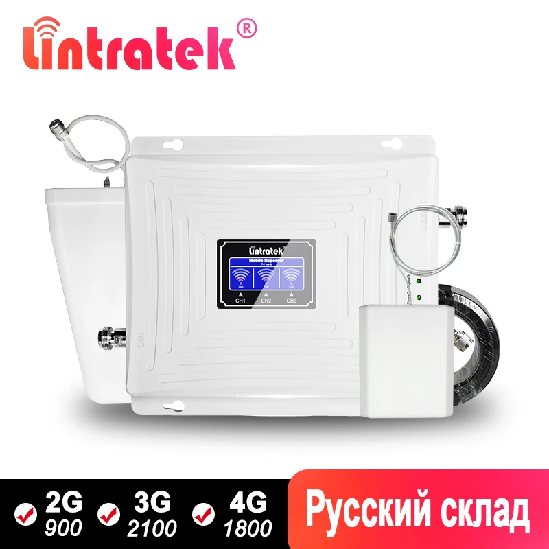 Lintratek репитер gsm 2g 3g 4g усилитель сотовой связи 900 1800 2100Гц повторитель 2100мГц