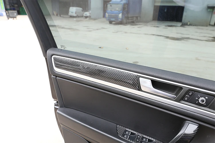 Для Volkswagen Touareg 2011- Rea Внутренняя 3D наклейка из углеродного волокна внутренняя дверная декоративная панель Накладка аксессуары 4 шт