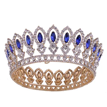 

Baroque Crown And Tiaras Factory Direct Sales New Bridal Jewelry Round Heavy Crown Wedding Dress Accessories Wholesale & Retail