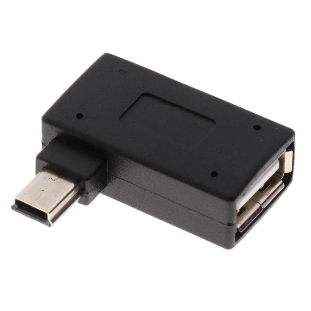 Right Angle Micro USB2.0 Male to USB Female OTG Host Adapter for CellPhone Black