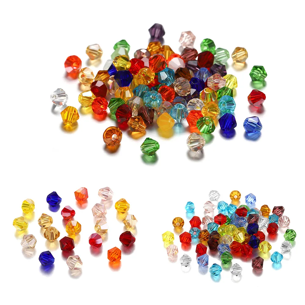 

200pcs/lot Transparency Crystal Beads Faceted Glass Loose Spacer Beads For DIY Jewelry Making Quartz Charms Bracelet Accessories