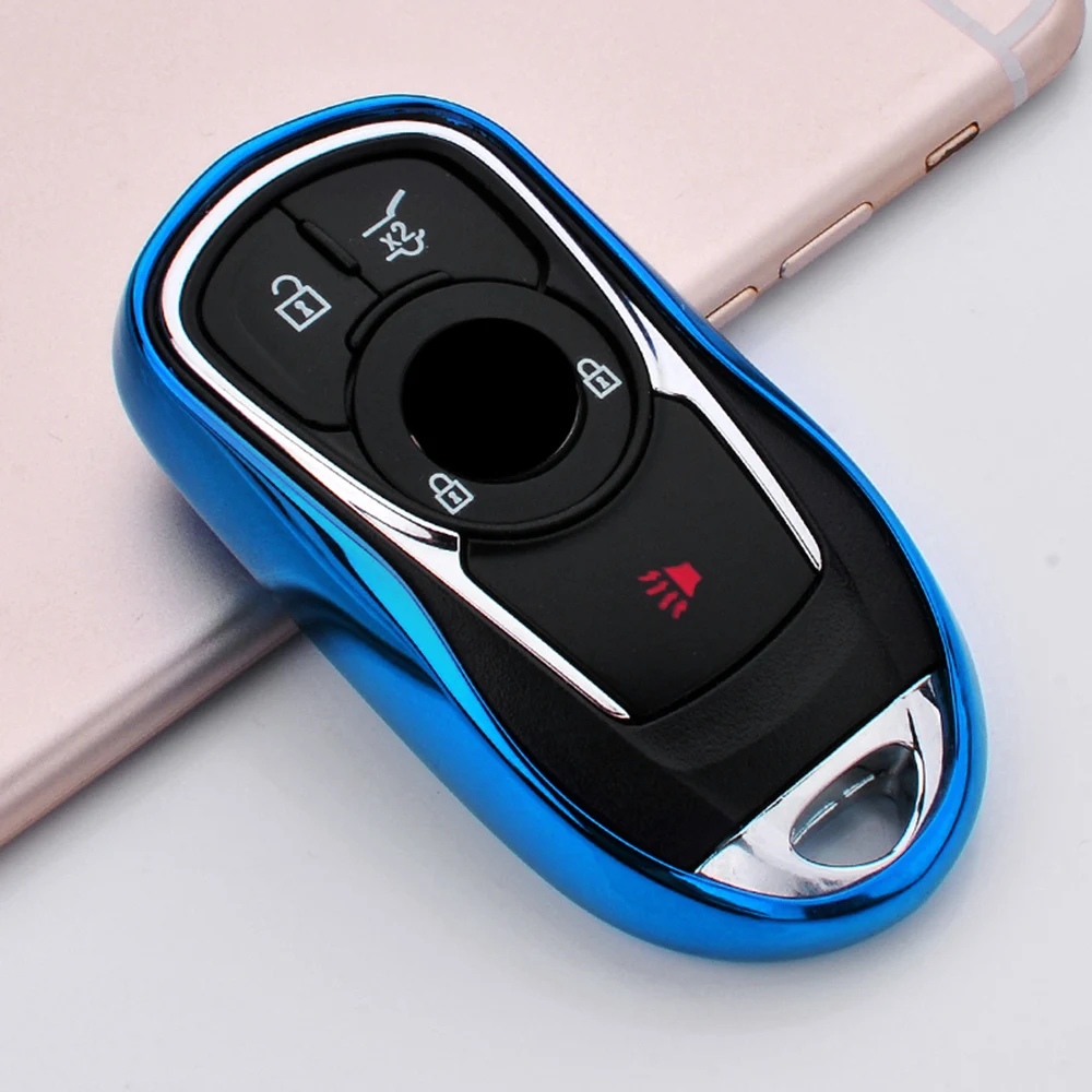 Чехол для ключей из ТПУ, подходит для Buick, автомобильный чехол для ключей, чехол для Buick VELITE 5 для Encore - Название цвета: Синий