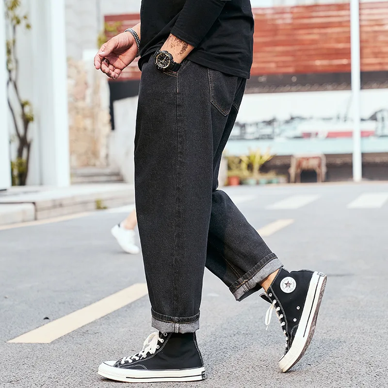 Cropped Jeans Wide Leg Overweight Man 