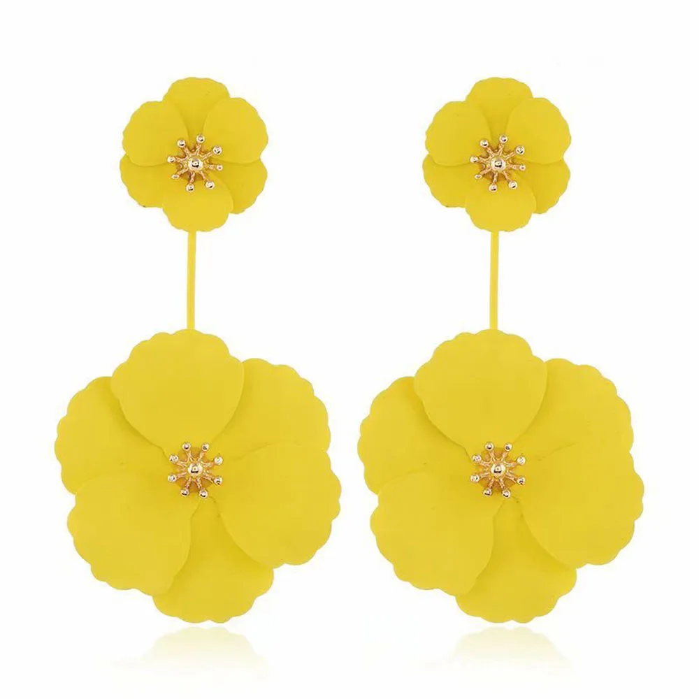 yellow Корейские серьги для женщин, модные ювелирные изделия, аксессуары, длинные серьги-гвоздики, бохо серьги, длинные висячие серьги в виде цветка для женщин - Окраска металла: yellow