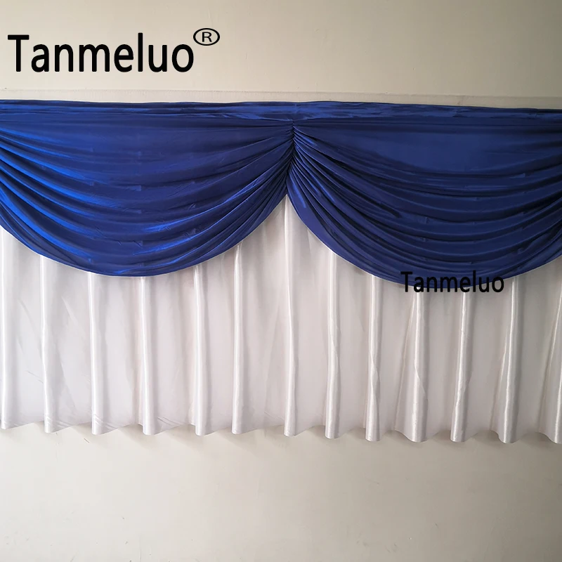10ft/20FT Length Table Cloth Skirt With Colorful Swag Drape Ice Silk Fabric Table Skirting Wedding Party Event Decoration
