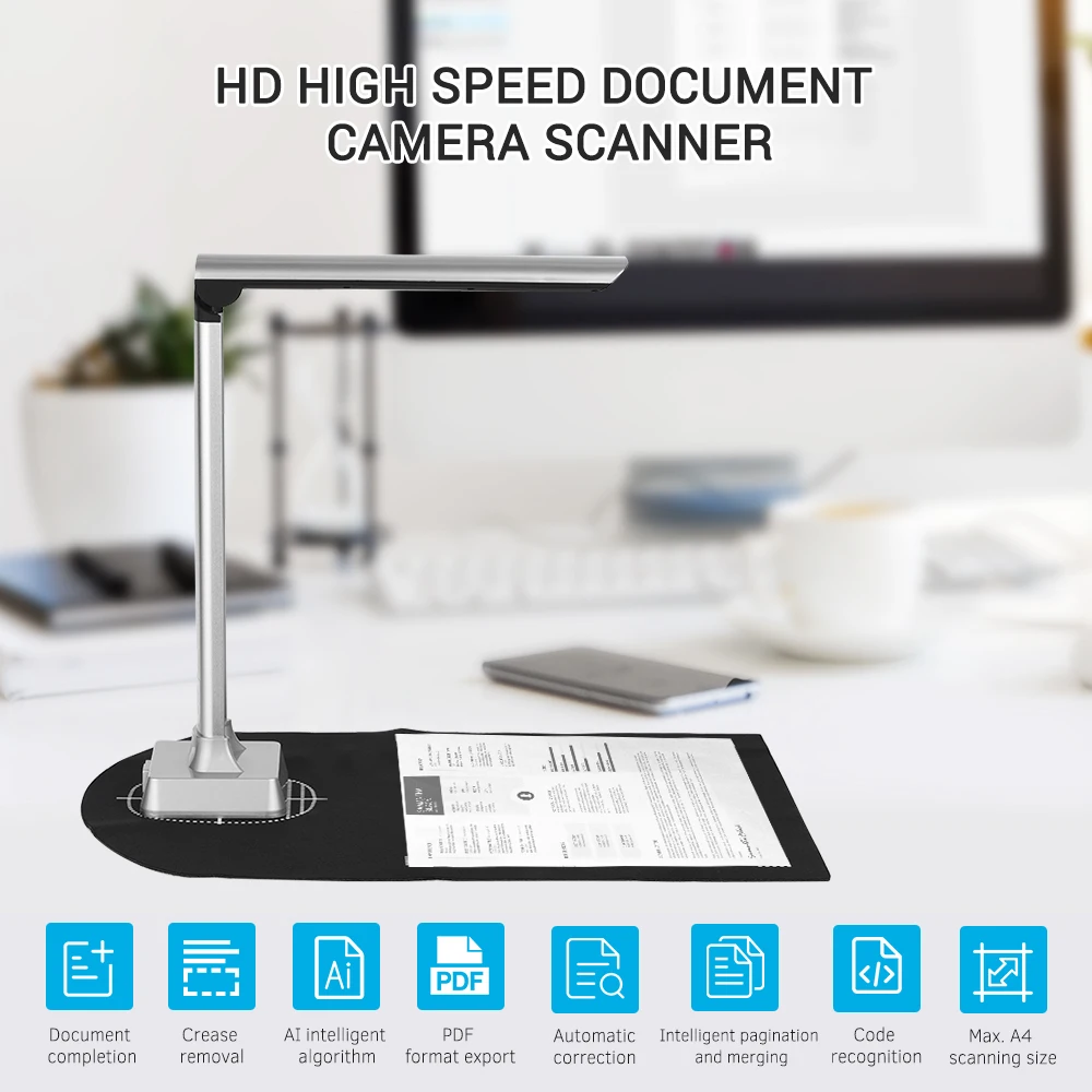 Aibecy BK32 складной HD высокоскоростной USB сканер изображения для документов камера 15 мегапикселей А4 Размер сканирования с светодиодный подсветкой для Windows