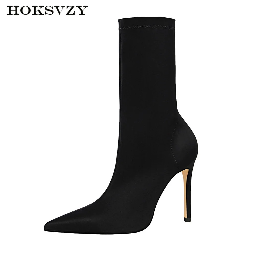 HOKSZVY Women's Winter Wear Boots Fashion Super High Women's Boots With Slim Pointed Stretch Warm Women Boots Shoes DS-315-1