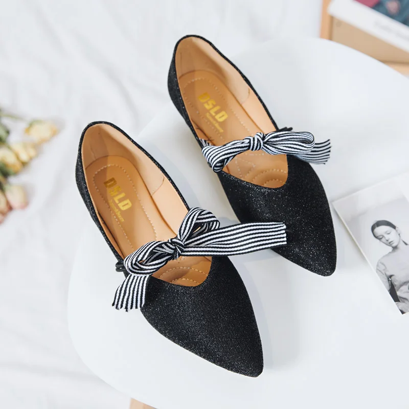 

Luxury Womens Flat Shoes Cover Heel Shallow Women Bow Flats Shoes Color Slip On Flat Shoes Ballet Flats Ladies Shoes W33-76