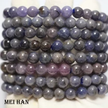 Meihan(23 шт./браслет) натуральный 7,5-8 мм танзанит фиолетовый Редкие Гладкие Круглые бусины для ювелирных украшений