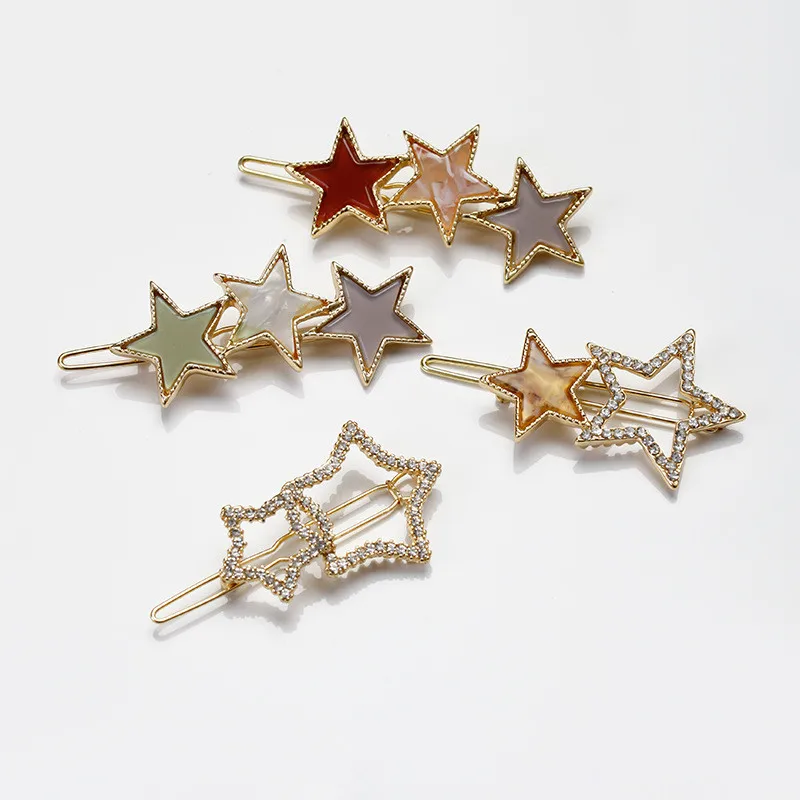 

2020 new Woman Star Hairpins Girls Gold Barrettes Crystal Hair Clips for girls Hair Accessories Headwear Hairgrip Ornaments
