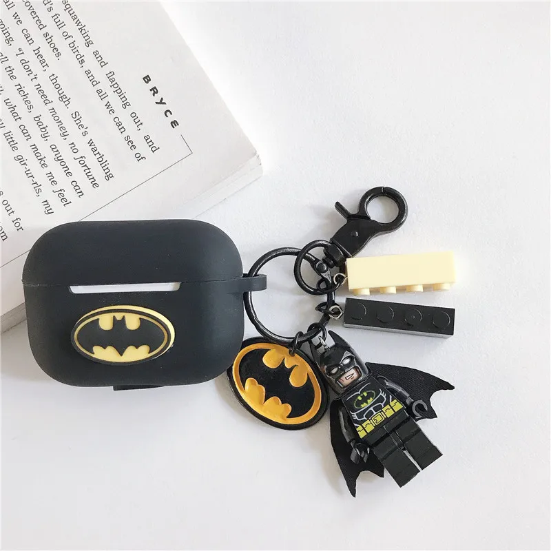 Милый чехол для наушников для AirPods Pro Marvel Hero, Бэтмен, капитан, беспроводные наушники, чехол, АНТИШОК для Apple Airpods 3, аксессуары - Цвет: Черный