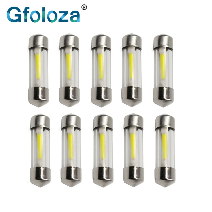 Gfoloza C5W Car Interior Dome Festoon Light Led 31/36/39/41mm C10W DC12V Pure White Reading License Plate Lamp 10pcs | Автомобили и