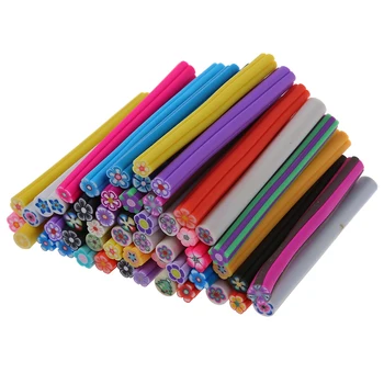 

50 x 5cm Clay Sticks 3D Colorful flowers DIY Nail decoration