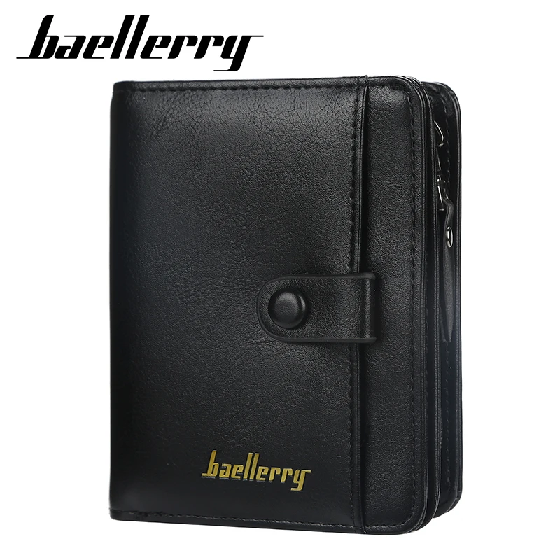 

Famous Baellerry Men Wallets Fashion Trifold Wallet Zip Coin Pocket Purse PU Leather man wallet high quality Card holder