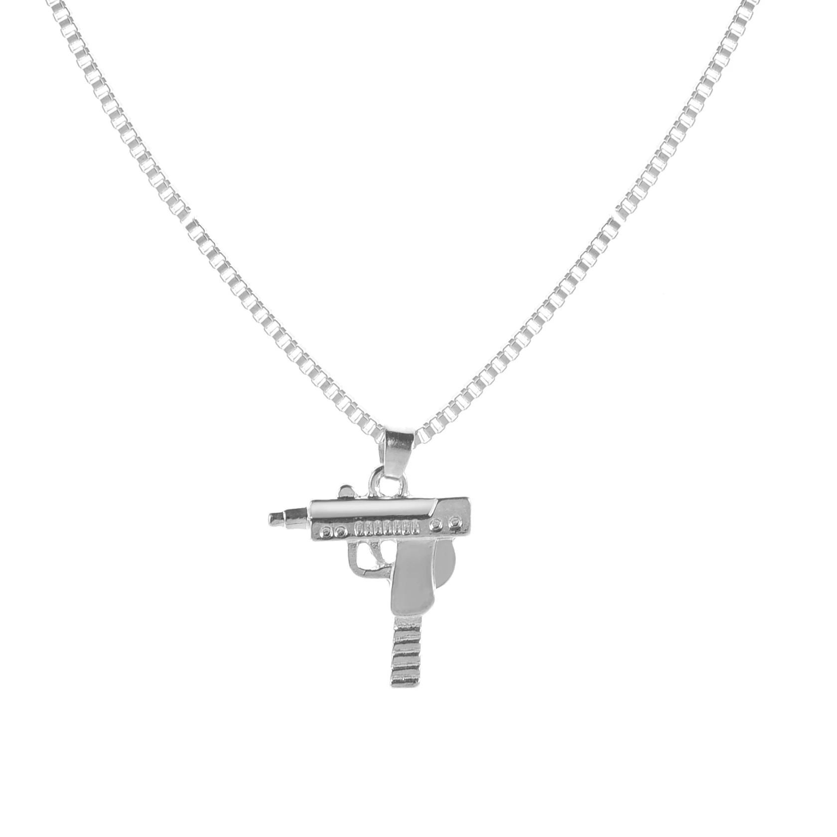 Сексуальная модная коробка цепи ожерелье сплава Пулемет Кулон ожерелье подарок