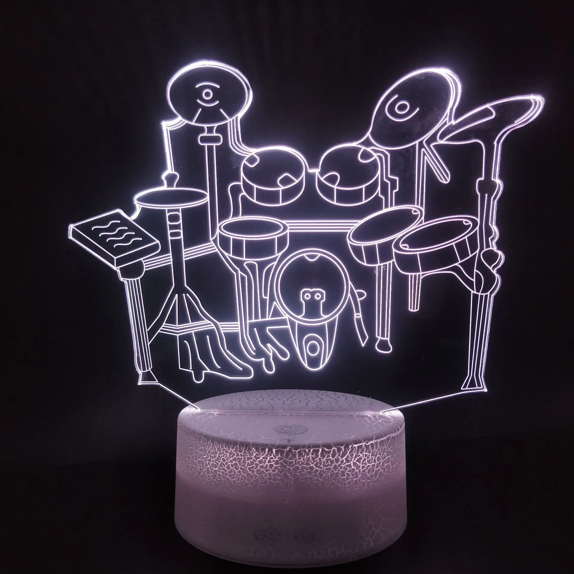 Drum kit 3D Illusion Lamp Christmas Gift Night Light Beside Table Lamp 16 Colors Auto Changing Desk Decoration Lamps Birthday