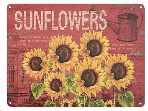 Sign Designs Six Sunflowers Retro Vintage Tin Bar Sign Country Farm 