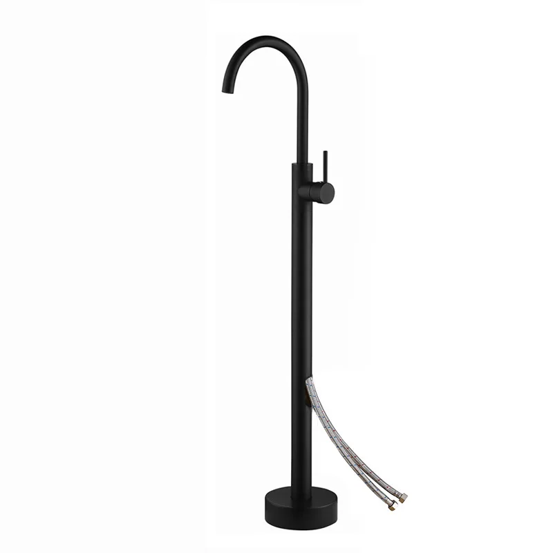 Matte black-wall Черный Ванная комната напольная подставка для ванной кран одна функция горячая и холодная вода смеситель для ванной кран хром/черный/золотой - Цвет: Matte black-wall