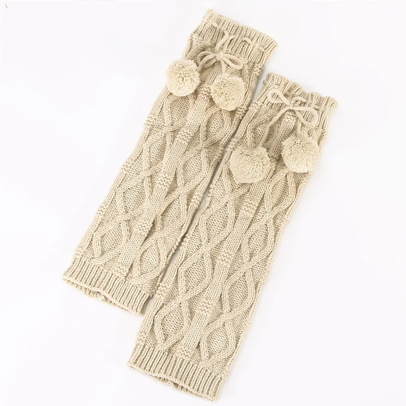 Зимние женские длинные гетры с помпоном, вязаная школьная форма для девочек, носки, модные гетры, женские вязаные обертывающий ногу