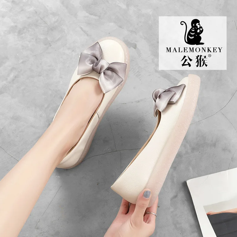 

Males Single Shoes Women's 2019 Autumn New Style Bow Fairy Every Evening Shoes Shallow Mouth Students Flat Moccosins