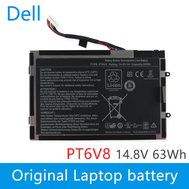 Оригинальный аккумулятор для ноутбука Dell Alienware M11x M14x R1 R2 0w3vx3 08P6X6 PT6V8 T7YJR 14 8 в 63 Вт/ч |